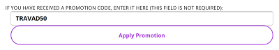 Screenshot of IGLTA promo code box
