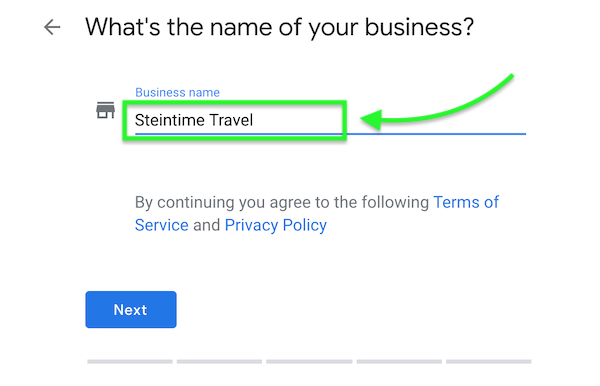 Step 2 - Google My Business Name