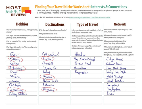 Finding Your Travel Niche Worksheet: Interests & Connections