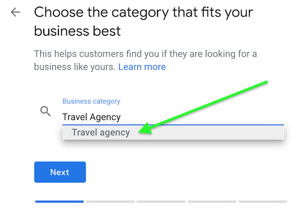 Step 3- Google My Business Category