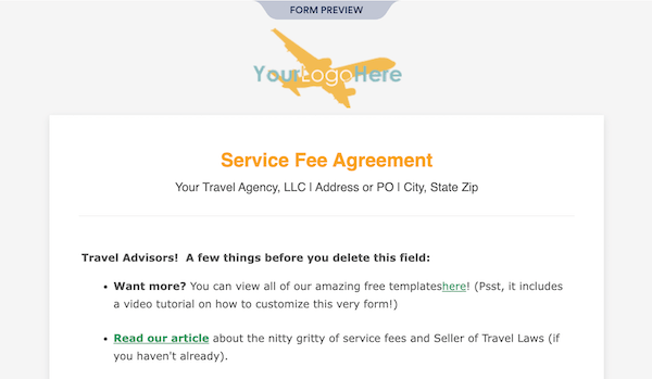 service fee template form