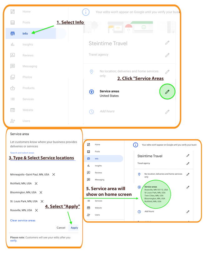 Set Service Area Locations on Google My Business