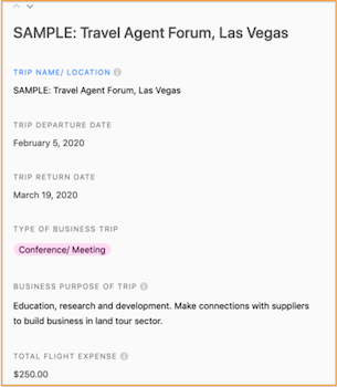 Travel Expense Calculator, 2020