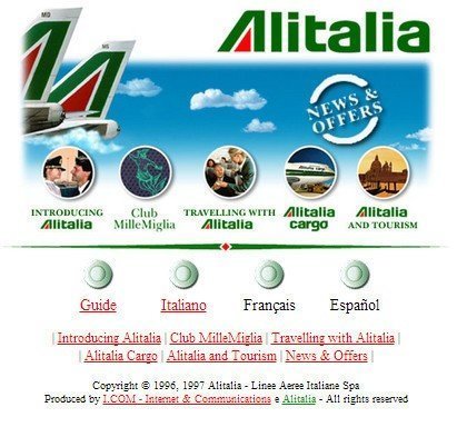 Alitalia's first website 1997