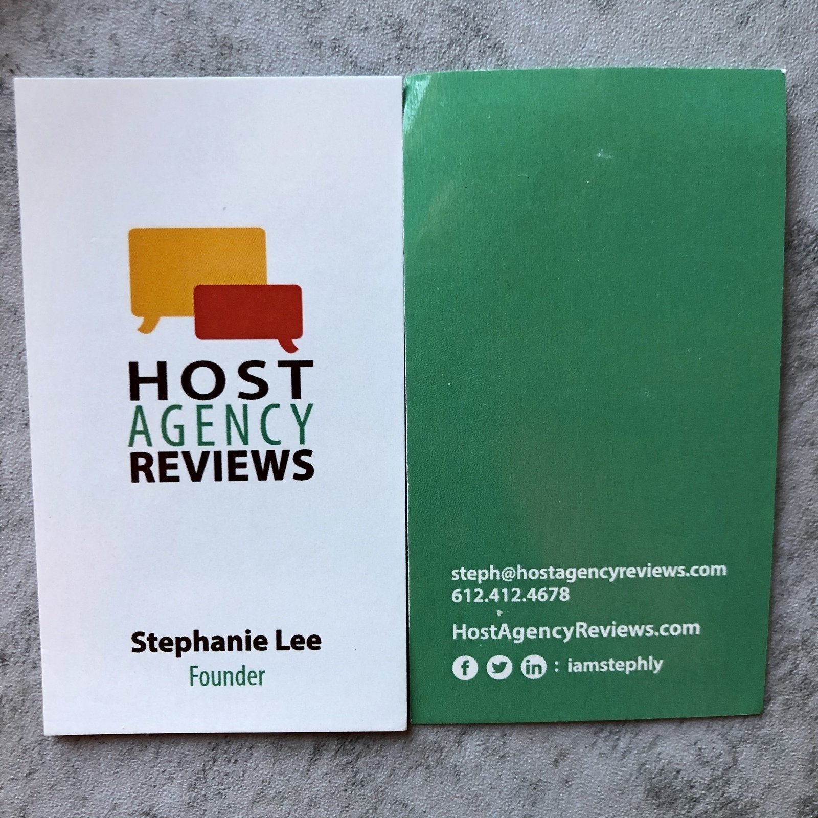 Host Agency Reviews business cards