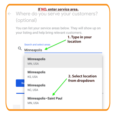 Step 5 - Google My Business Service Area