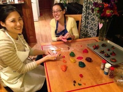 Making rainbow cookies