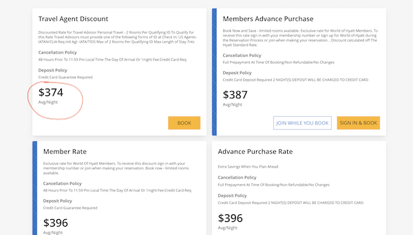 w hotel travel agent rates